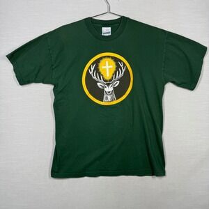 Vintage Saint Hubertus Shirt Men L Green  Master Hunter Deer German Euro